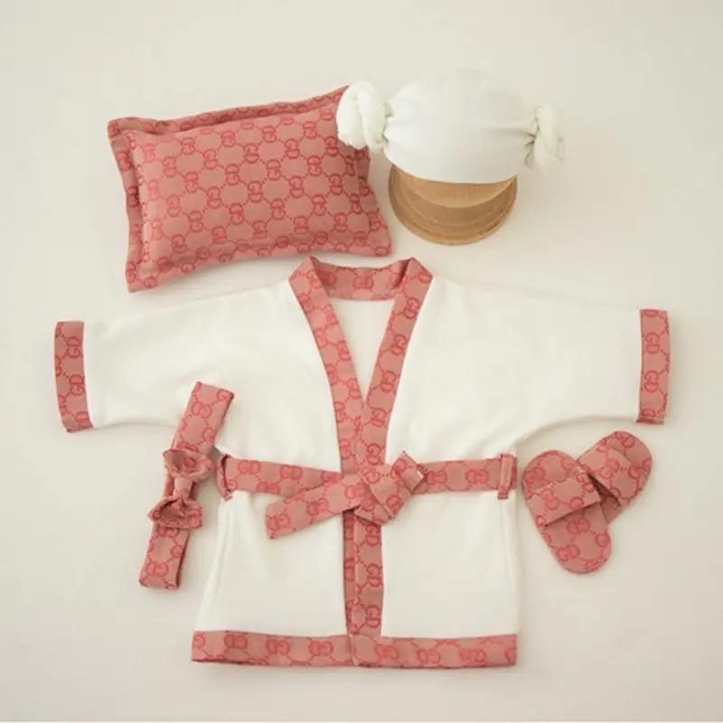 Newborn Photography Luxury Bathrobe Slippers Pillow Set